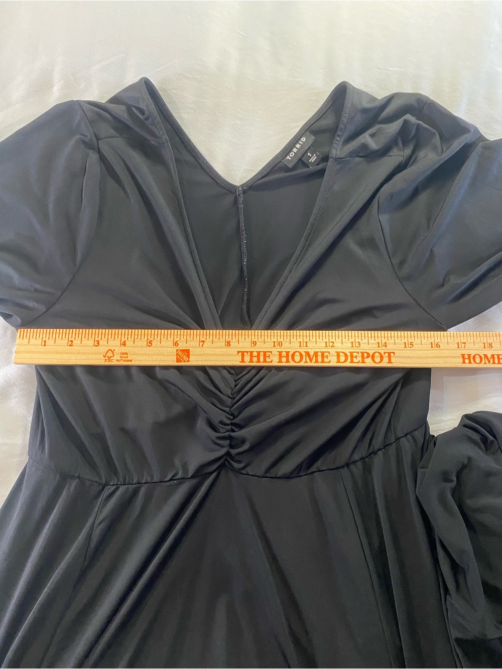 Torrid Woman's Plus Size 1 Black Midi Length 3/4 Sleeve Dress Elastic Waist - Picture 9 of 10